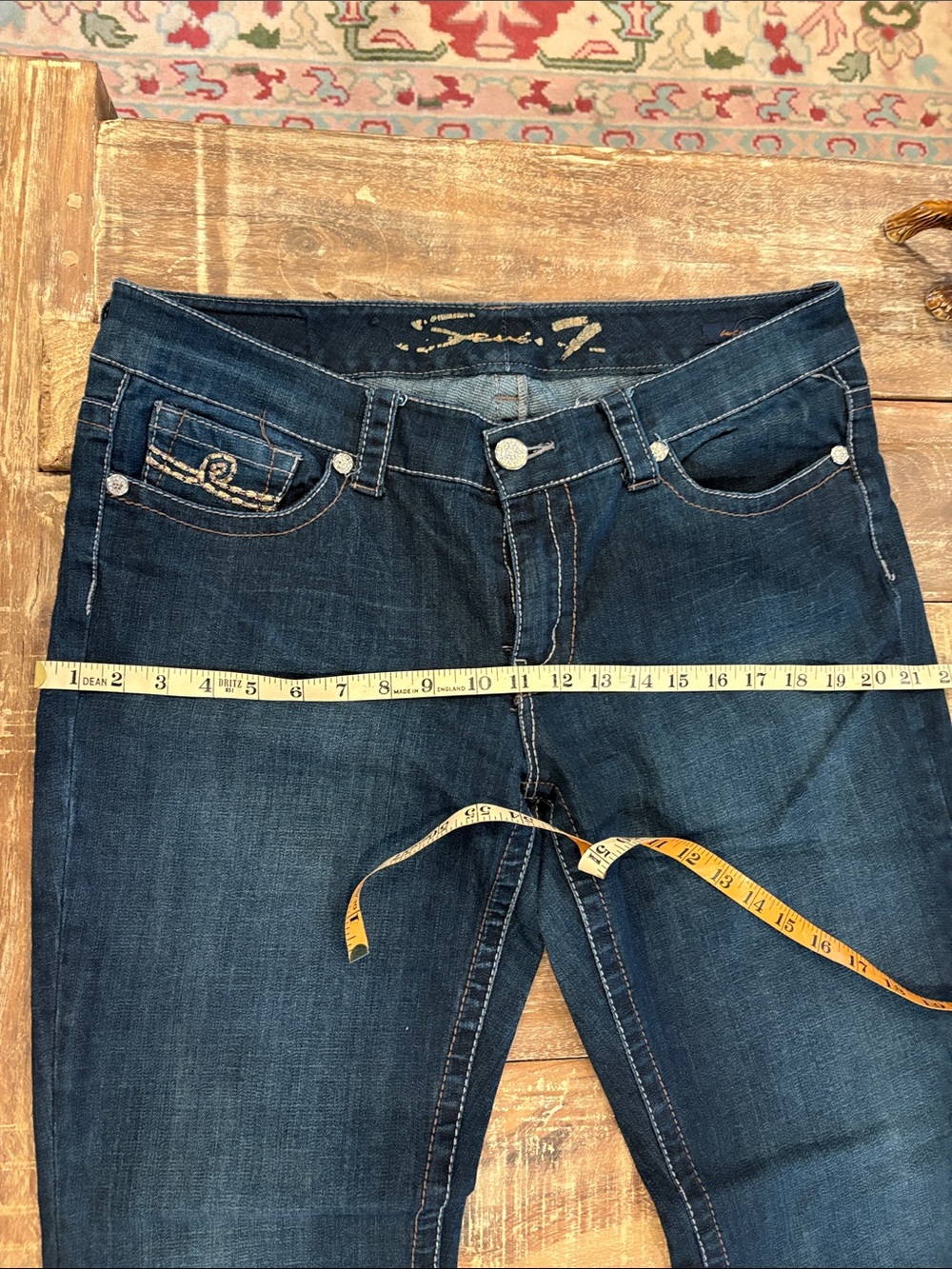 Seven7 Dark Blue women’s Denim Bootcut Flared Jeans size 14 - Picture 5 of 11